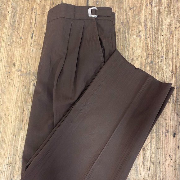 Men's and Boy's Chocolate Brown Formal Wedding Wool Adjustable Waist Pants - Picture 5 of 8